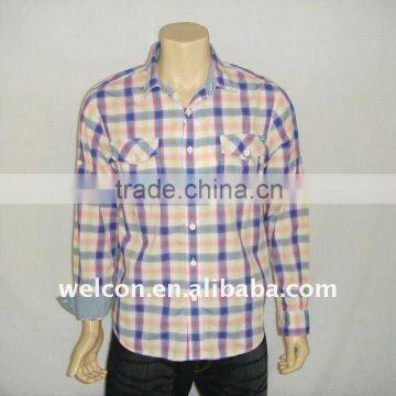 Men's 100% cotton plaid leisure Chinese shirt processing