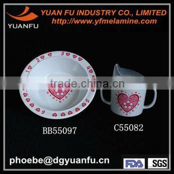 Heart printing baby melamine dinnerware sets