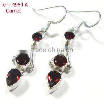 Handmade silver jewelry garnet earrings silver earrings