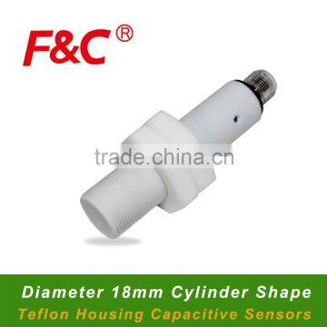 FKC1810 series Capacitive Sensor, M18 Teflon Housing, Chemical and Corrosion Resistance, Four-wire Type Offered.