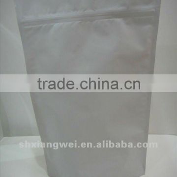 Standing foil laminated plastic bag with zipper lock