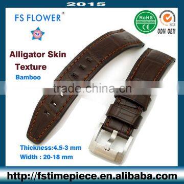 FS FLOWER - Glossy Luxury Quality Leather Belt Strap For Watch 22 mm