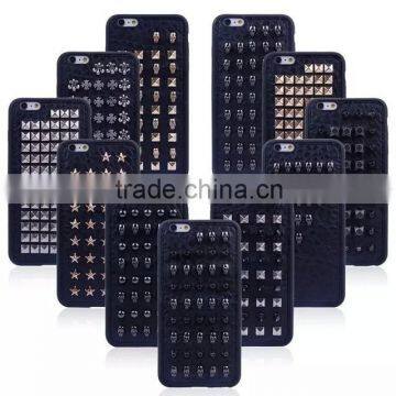 soft tpu+3D metal rivet skull start back case for Iphone6 plus