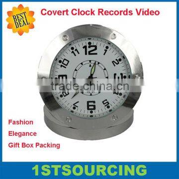 30FPS 640*480 520 Stainless Steel Table Clock Camera Digital Video Recorder Clock Camera