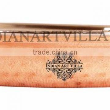 IndianArtVilla Handmade Steel Copper Serveware Dish Serving Oval Platter Plate 800 ML - Home Restaurant Hotel Kitchen Dining
