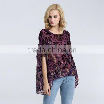 Women's Burnout Poncho With Paisley Floral Looking photo-5