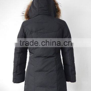 Ladies Waist Shaped Real Raccoon Fur Trim Hood Down Parka photo-6