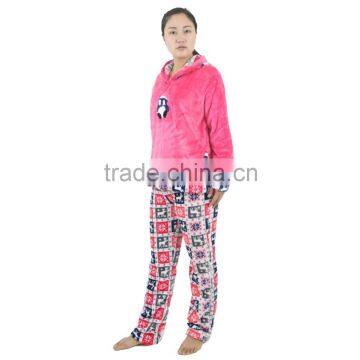 Kevince Flannel Pyjama Set Penguin Emb Deer Printcap Knitting Woman Clothing Nightwear Homewear MOQ 1000sets photo-4