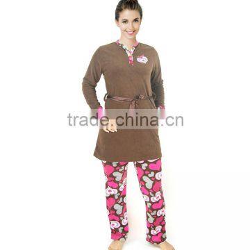 Kevince women polar fleece pyjamas set AOP heart 1000pcs up OEM factory directly