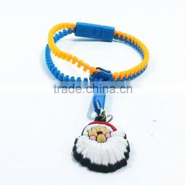 customized silicone bracelet/Christmas gifts zipper shaped silicone wristbands