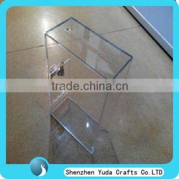 hot sale clear acrylic donation boxes with locks cheap high quality