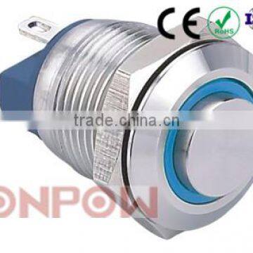 30 Year Industry Leader ONPOW ring illuminated metal pushbutton switch GQ12-AH-10E/J/S Dia.12mm CE, RoHS stainless steel IP67