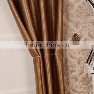 100% polyester fabric shiny plain black out grommet curtain panel for home hotel cafe office