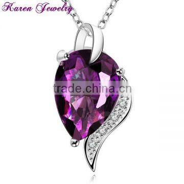 New Amethyst Zircon Platinum Plated Pendant Necklace Vintage Statement Necklace Women Fashion Necklaces for Women 2014