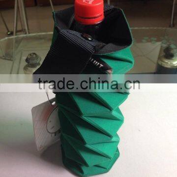 Green color EVA portable foldbable bottle packing box case