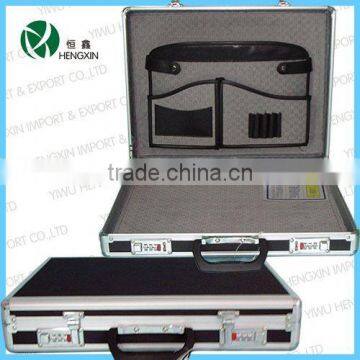 black packing box,aluminum attache case container,aluminum packing storage with pockets