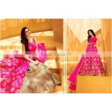 Decency Magenta Raw Silk Anarkali Sui/Buy Online Designer Anarkali Suits