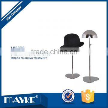 Electroplating Stainless steel Hat display rack Apparel display stand for Store and shops showcase