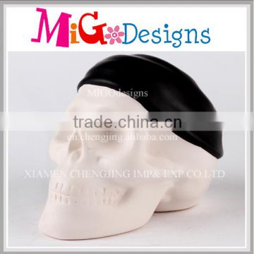 High Quality Reasonable Skull Shaped Ceramic Single Money Box