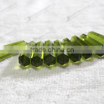 Jewelry accessory glass beads,green glass double points
