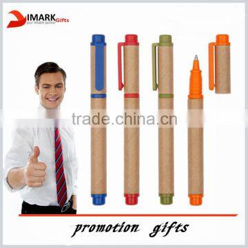 mini Retractable recycled kraft paper tube ball pen with cap