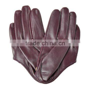 Hot Selling Fashion Half a Palm Rivet Decoration Sheepskin Drving Leather Gloves photo-5