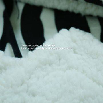 Double Sided Zebra Striped Pattern Adult Blanket Flannel and Sherpa Fleece Blanket photo-3