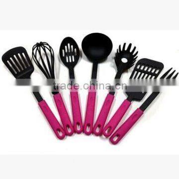 Eco-Friendly Modern Non-stick kitchen utensils set/ cook hot sell nylon kitchen ware rose+black Nylon 7pcs kitchenware set NL38