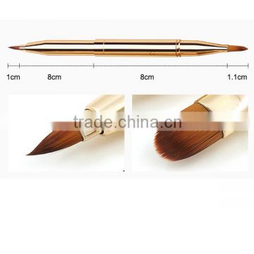 double side retractable portable eyeliner makeup brush golden tool