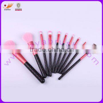 10 Piece Handle Makeup Brush Set with Natural Hair and Nylon Hair