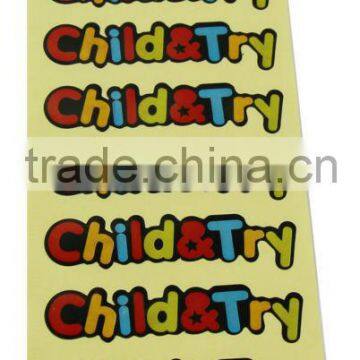 child & try printed label