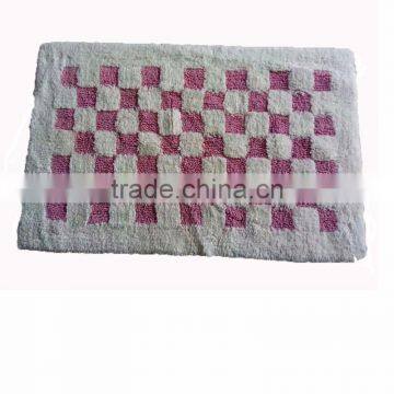 New Stylish Design Pink White Plaid Bath Shower Long Hair Long Mats Rugs (XJTW34)