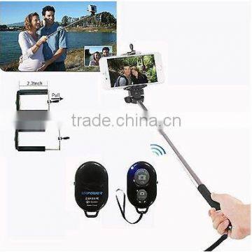 Hot selling selfie stick with bluetooth shutter button remote wireless self camera monopod