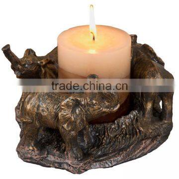 Elephants On Parade Candle Holder, Bronze Style