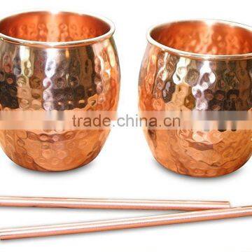 MOSCOW MULE MUGS with Straw/ copper mug with copper straw/ SOLID COPPER MUGS & straw