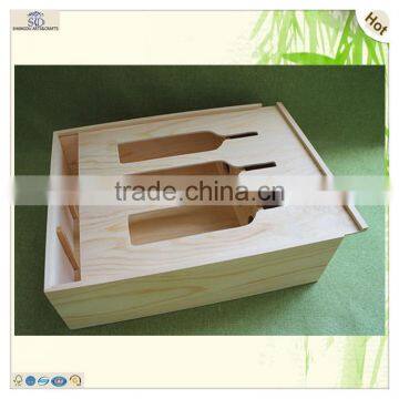 Laser Engraved Slide Top Wooden Display 3 Bottles Wine Box photo-2