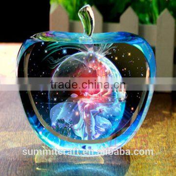 Antique crystal gift 3d laser crystal apple