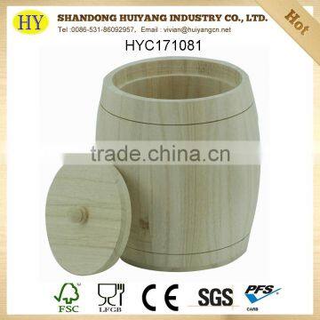 custom FSC natural unfinished wooden barral with lid wholesale