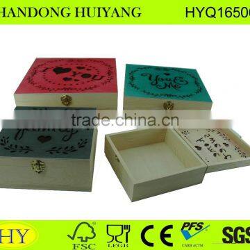 Custom Laser Cut Lid Paulownia Wood Box for Packing photo-2