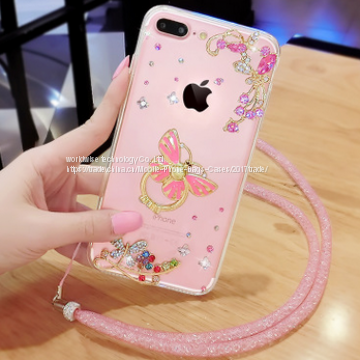 Ring Stent Holder soft silicone cell phone cover case diamond mobile Phone Cases for iPhone7/7Plus/6/6s/6plus/6splus