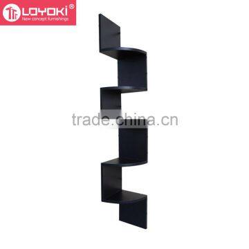 2016 Hot Sale MDF Wood Shelving Solution 5 Tier Large Corner Wall Mount Shelf photo-2