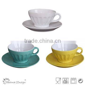 Fast shipment low MOQ 2015 ceramic breakfast soup bowl with saucer,ceramic soup mug with saucer, ceramic big cup and saucer