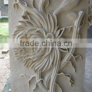Chinese Stone Carving Marble Handcarved Stone Carving Sculpture Wall Relief photo-2