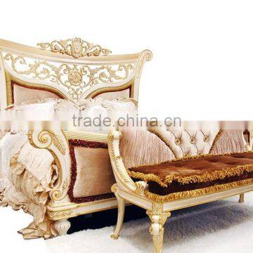 Exquisite French Palace Style Handmade Upholstery Cozy Bed of Wingback Shaped With Nightstand and Bench BF12-03254j photo-4