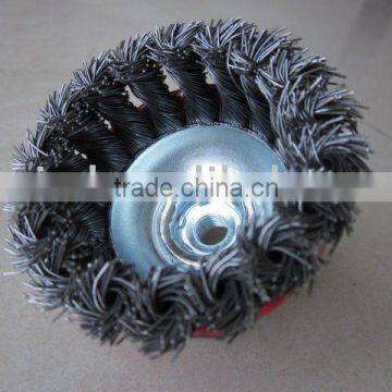 twist knot steel wire cup brush 3''