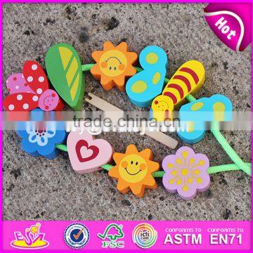 2017 New Design 10 Pieces Beads Children Preschool Wooden Lacing Toys W11E064-S photo-4