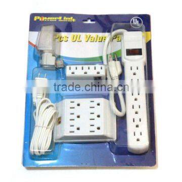 6 pcs value pack of power strip and extension cord