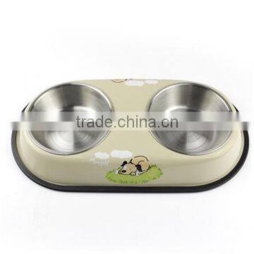 Popular design wholesale double pet bowl colorful multiple pet feeder bowl 12cm/14cm