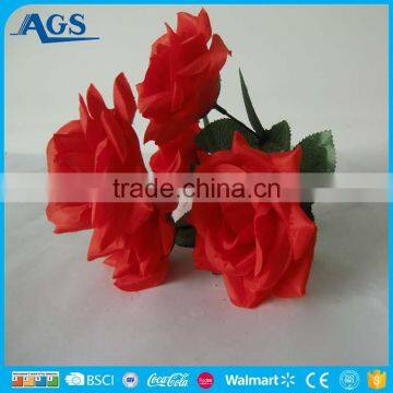 Charming red rose plastic decoration flower export