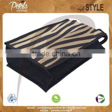 PP Laminated Jute Two Bottle Wine Bag With Padded Rope Handle photo-5